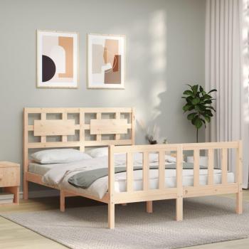 Cama solar sin colchón 140x200 cm en madera maciza de pino, estructura de cama con cabecero madera maciza 140x200 cm Vidaxl Marrón