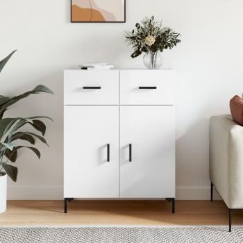 Aparador de madera de ingeniería y contrachapada blanco brillante 69,5x34x90 cm Mueble de Almacenaje de Salón Buffet Armario Auxiliar Armario de Almacenamiento