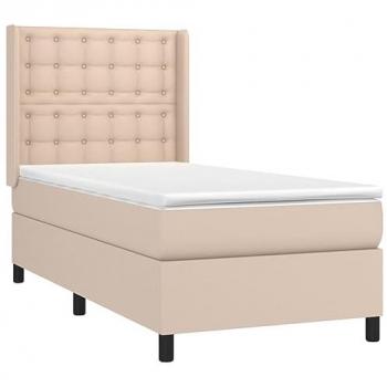 Cama box spring con colchón cuero sintético capuchino 80x200 cm Vidaxl Marrón