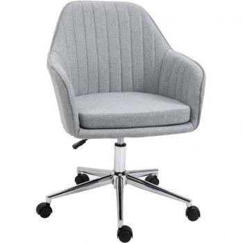 Vinsetto Silla de Oficina Ergonómica Giratoria Altura Ajustable para Despacho Ordenador Carga 120 kg 61x59x86-96 cm Gris Claro