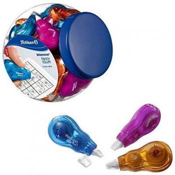 Pelikan Corrector de cinta Fancy Roll Tape, 5 mm x 8 m, paquete de conveniencia de 21 mini unidades, de colores mezclados, práctico con tapa para proteger la punta - 338673