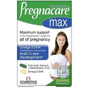 Pregnacare Max - Pregnancy Vitamins Supplement For Women. UK's No.1 Pregnancy Brand. Maximum Prenatal Care With Folic Acid and Omega-3 DHA For Normal Brain And Eye Development. By Vitabiotics