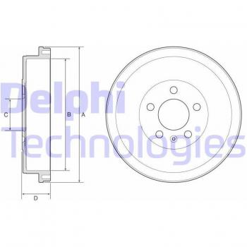 Tambor de freno DELPHI BF634 con diseño optimizado para una mejor disipación del calor, fabricado en acero de alta calidad, resistencia a la corrosión, compatibilidad con diversos modelos de vehículos y fácil instalación