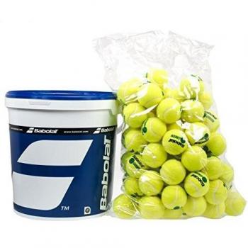 Babolat Green (Stage 1) Tennis Balls - 6 Dozen Bucket, 72 Ball Capacity, Low Compression for Beginners