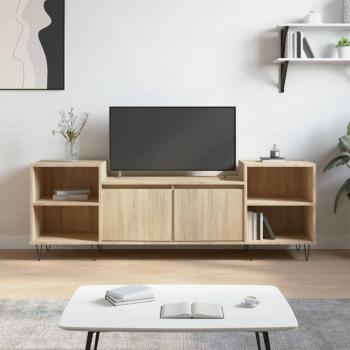 Mueble para TV de madera contrachapada 160x35x55 cm en color roble Sonoma, ideal para salón, diseño moderno y funcional