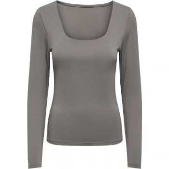 Camiseta de manga larga reversible sin costuras para mujer Only Onlea - Gris