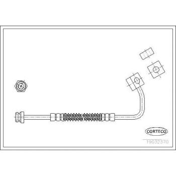 Latiguillo de freno CORTECO 19032370 - Manguera flexible para sistema de frenos, fabricada en material resistente a la presión y corrosión, con conectores precisos para un ajuste seguro, longitud específica para modelos