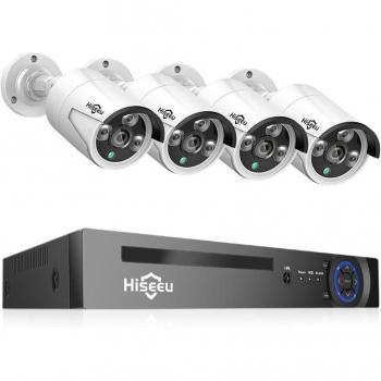 Cámara de Seguridad IP Hiseeu 5MP POE, H.265, Detección Humana AI, Visión Nocturna HD, Impermeable IP66