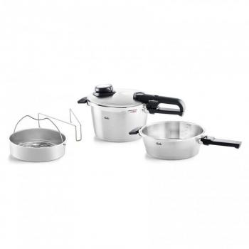 Set de Ollas a Presión Fissler Vitavit Premium 4,5L y 2,5L, Acero Inoxidable 18/10, Ajuste de Cocción y Vapor