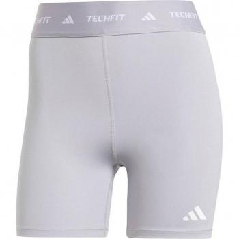 Mallas de fitness Adidas Techfit Short Mujer Gris con tecnología de compresión, diseño corto de 4 pulgadas, tejido ligero y transpirable, ajuste ceñido para mayor soporte durante el ejercicio