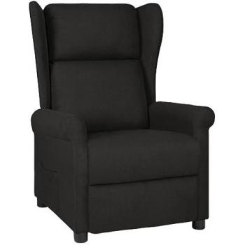 Sillón Reclinable en Tela Negra con Reposabrazos y Respaldo Ajustable, Silla de Descanso para TV, Ideal para Salón u Oficina