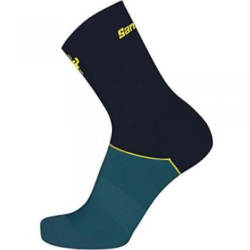 Calcetines largos Santini Le Maillot Jaune azul marino turquesa M-L