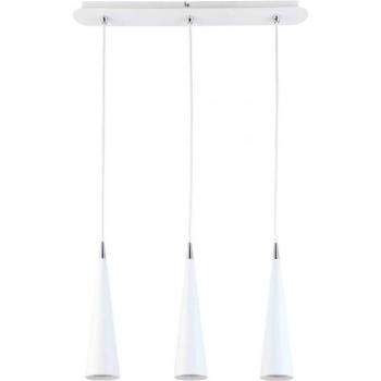 Lámpara colgante moderna Pietro WH blanca, 3 luces con pantalla LED blanca, tipo de bombilla GU10