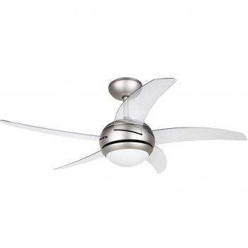 Orbegozo CP 54132 - Ventilador de techo con mando a distancia, 3 velocidades, 5 aspas, silencioso, 112 cm de diámetro, 55 W de potencia, gris y transparente