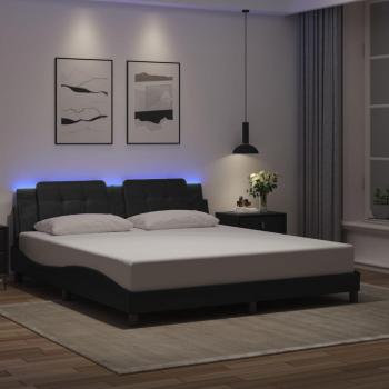Cama de cuero sintético negro con luz LED 180x200 cm Vidaxl
