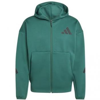 Adidas Z.N.E. Full-Zip Hooded Track Jacket - Collegiate Green - Men's Size S - Poly Mesh