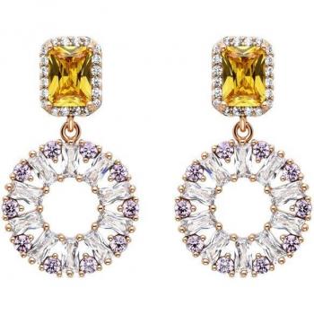 Pendientes Luxenter Sanen con Circonita Rubí acabados en oro amarillo de 18K