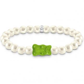 Thomas Sabo Sterling Silver Pearl Bracelet with Green HARIBO Goldbear - Size 15 cm