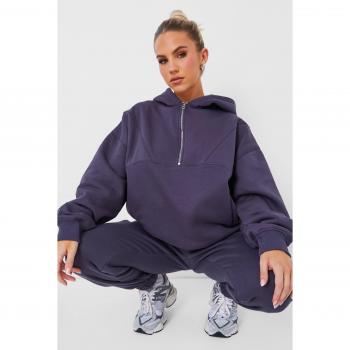 Half Zip Oversized Hoodie Dark Grey Size 12