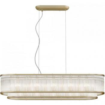 Lámpara colgante Antigua de 7 bombillas con diseño oblongo en cristal dorado, diámetro de 55 cm