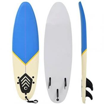 vidaXL Tabla de Surf 170 cm Azul y Crema Deporte Acuático Exterior Navegación