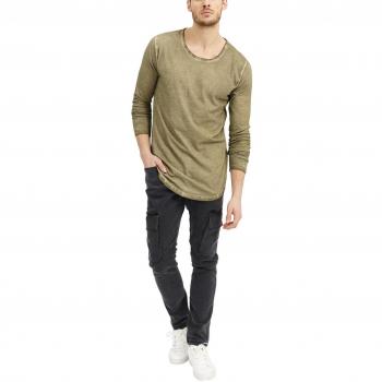 trueprodigy Casual Hombre Marca Camiseta Basico Ropa Retro Vintage Rock Vestir Moda Cuello Redondo Manga Larga Slim Fit Designer Cool Urban Fashion Shirt Color Verde 1053144-0629-XL