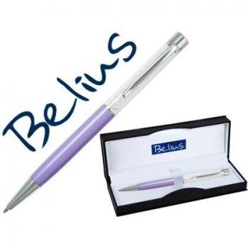 BOLIGRAFO BELIUS TAMPERE CON CRISTALES LILA EN ESTUCHE