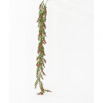 artplants.de Zarcillo de boj Artificial con 60 ramificaciones, Verde-Rojo, 100cm - Guirnalda Decorativa - Enredadera sintética