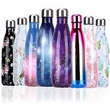 YCLIFE Botella Agua de Acero Inoxidable 500ml, Nuevo Diseño Sin BPA, Aislamiento de Vacío de Doble Pared Durante 24 Horas Frío y 12 Cálido, Deporte, Exterior, Gimnasio
