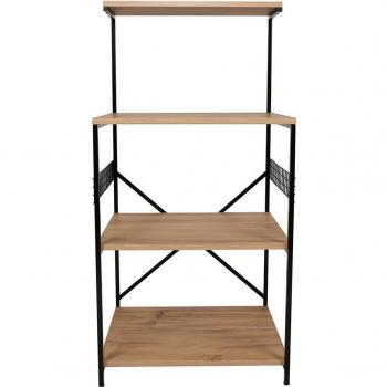 Mueble Multiusos WellHome, 100% Tablero de Aglomerado Rechapado en Melamina, Color Negro Pino