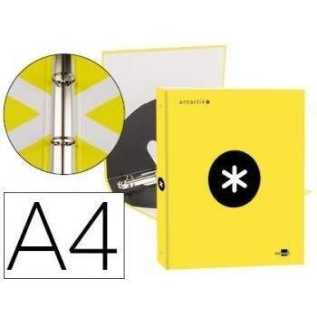 Carpeta liderpapel antartik a4 forrada 4 anillas 25 mm redondas color amarillo