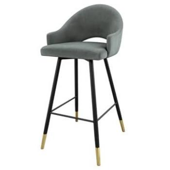Silla de barra Jackson 103, Negro, Tapiz Magic Velvet, Con respaldo, Estacionaria, Altura no regulable, 50 x 103 x 54 cm