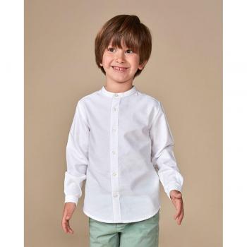 Camisa blanca oxford cuello mao para niño