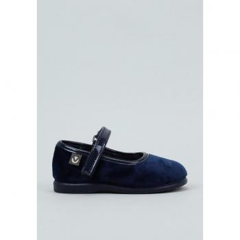 Velvet Mary Jane Ballet Flats for Girls with Adjustable Strap and Matching Sole