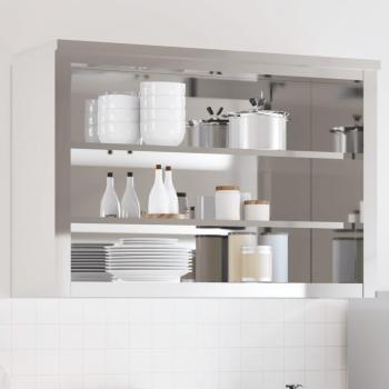 vidaXL Stainless Steel Kitchen Wall Cabinet with Shelves