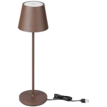 Lámpara de Mesa LED 1.5W Corten Recargable con Cargador Inalámbrico y Regulador Táctil 3000K IP54