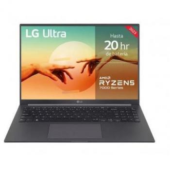 Portátil LG Ultra 16U70R-G.AA56B con Procesador AMD Ryzen 5, Memoria RAM de 16GB, Disco Duro de 512GB SSD, Pantalla de 16 Pulgadas y Sistema Operativo Windows 11.