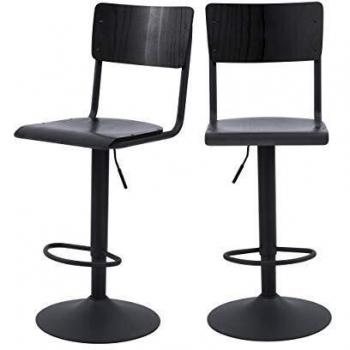 Silla de bar ajustable 60/80 cm en madera negra (juego de 2) - Rendez-Vous Déco