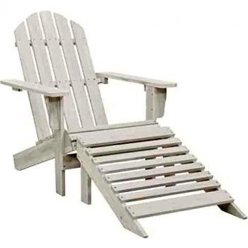 vidaXL Garden Chair with Ottoman Outdoor Seating Patio Furniture Lounger Wooden Armchair Lounge Chair