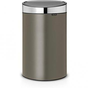Brabantia Touch Bin Cubo de Basura, 40 litros, Platinum y Tapa Acero Mate
