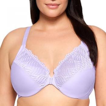 Glamorise Wonderwire Front Closure T-Back Bra in Soft Lilac for Women 42-F