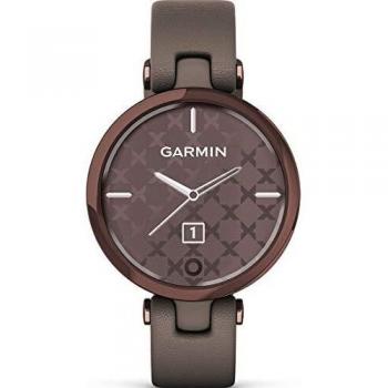 Smartwatch Garmin Lily Classic 34.5 mm Bronce con GPS y Correa de Cuero Taupe/Mokka para Mujer