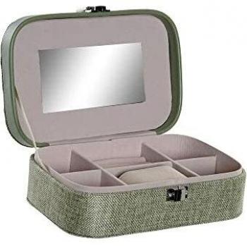 Caja Joyero Espejo Verde DKD Home Decor 20,5 x 14 x 7 cm