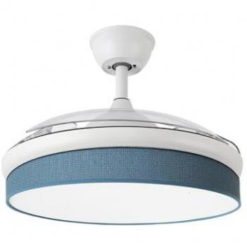 Ventilador de Techo Moda 72W con Luz Fabrilamp - Color Blanco/Azul, Tres Aspas, Seis Velocidades, Tres Temperaturas de Luz, Control Remoto, Memoria y Temporizador, Motor DC