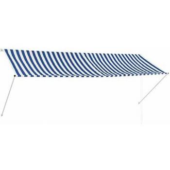 vidaXL Toldo Retráctil 350x150cm Azul y Blanco Parasol Ventana Terraza Hogar