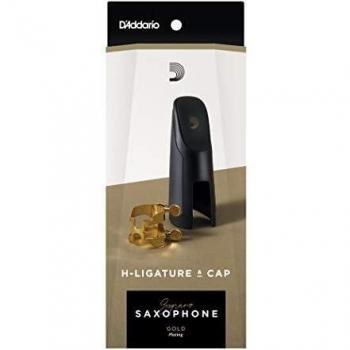 D'Addario Rico H Gold Finish Ligature and Cap Set for Soprano Saxophone