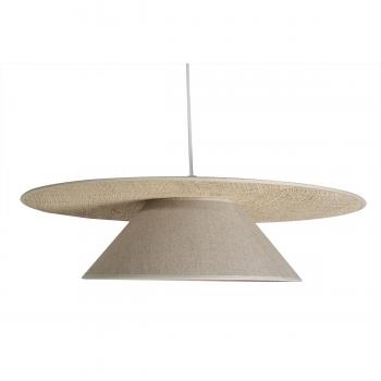 Lámpara de techo AZAMI de lino beige y rafia natural 55 cm