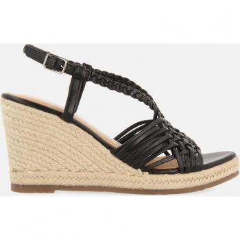 Sandalias de cuña de mujer de piel con tiras entrelazadas