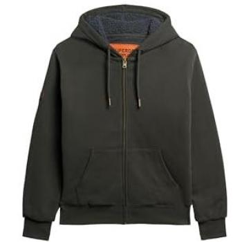 Superdry Borg Lined Full Zip Hoodie - Dark Gray - Size S