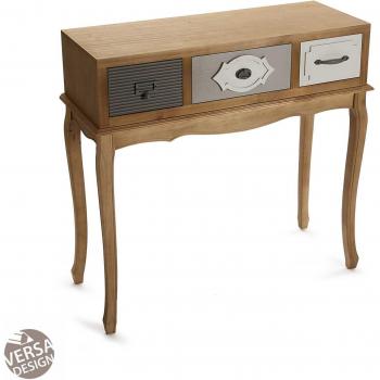 Consola Recibidor Estrecha Provenzal de Madera Marrón con 3 Cajones - 80,5 x 31,5 x 83 cm - Versa
